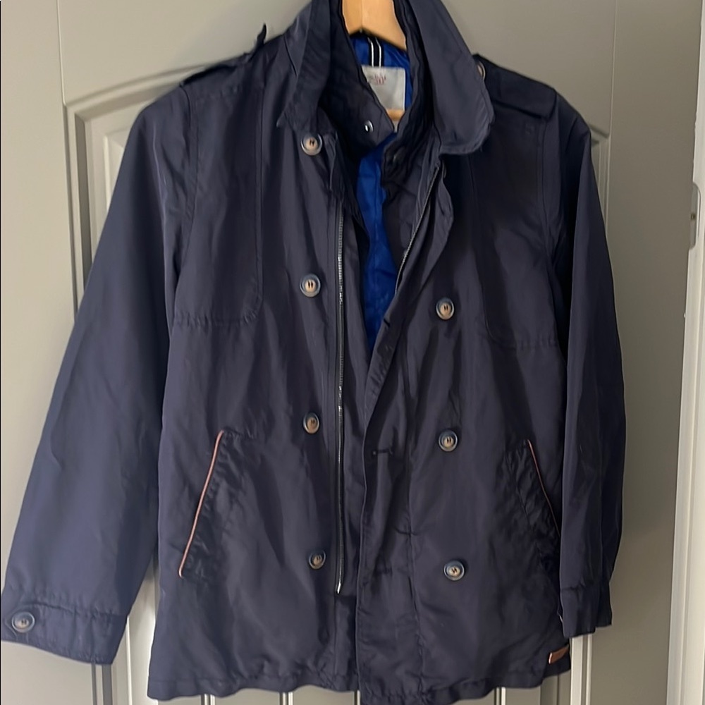 Zara Blue Trench Coat Classic Design